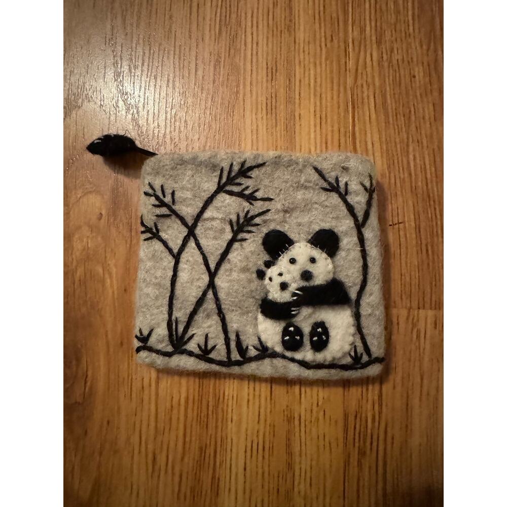 Hand-Felted Fair Trade Coin Purse Panda 100% Wool Hand Made Nepal